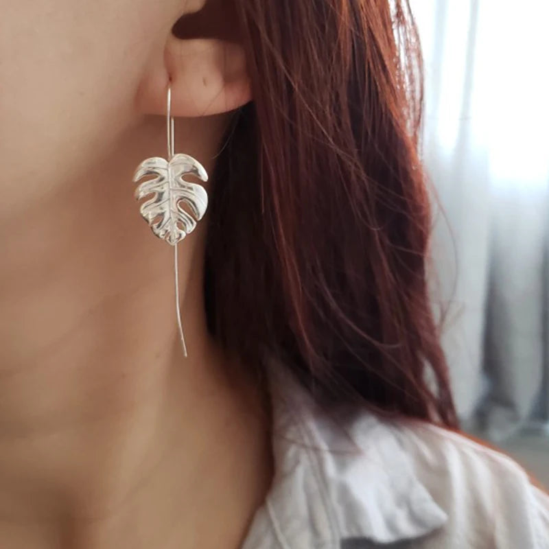 Monstera Leaves Drop Earrings for Women