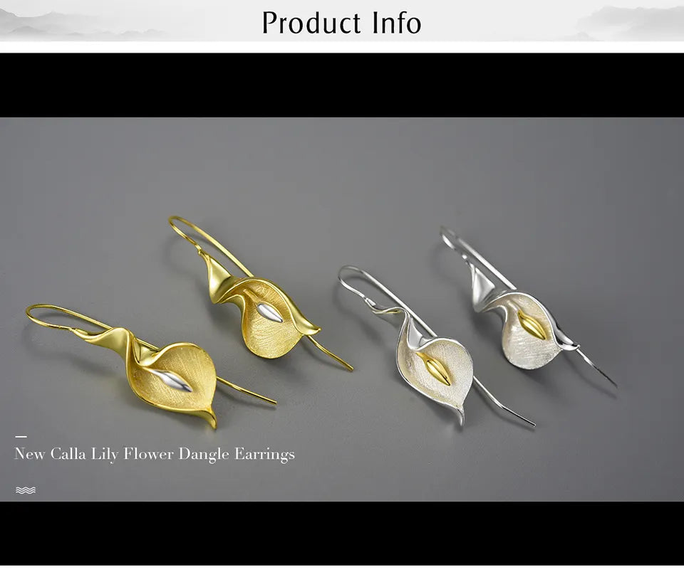 Calla Lily Flower Dangle Earrings for Women