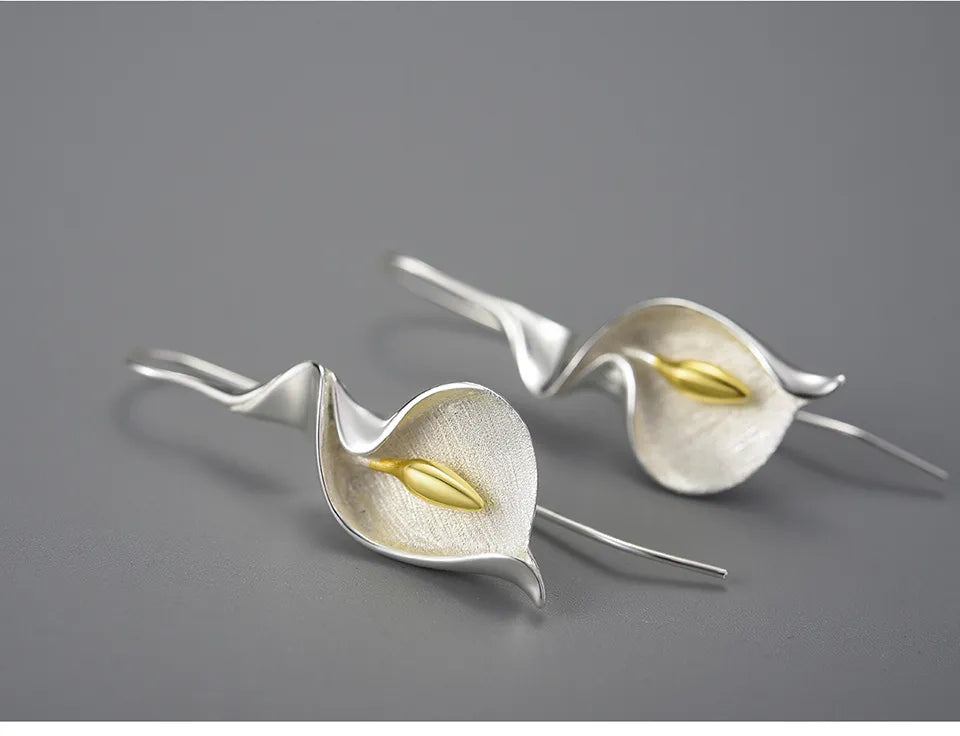 Calla Lily Flower Dangle Earrings for Women