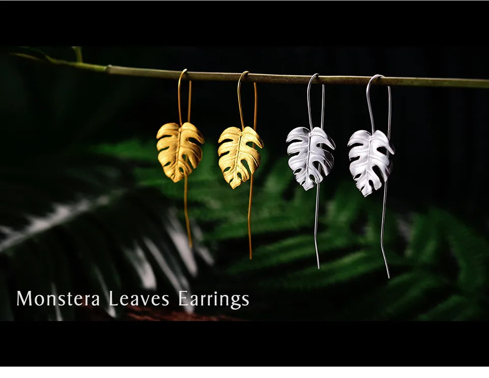 Monstera Leaves Drop Earrings for Women