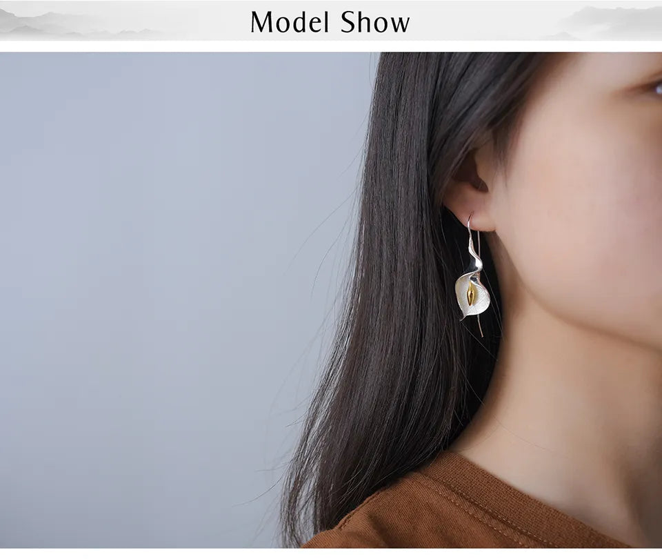 Calla Lily Flower Dangle Earrings for Women