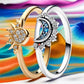 Summer Celestial Blue Sparkling Moon Sun Ring For Women