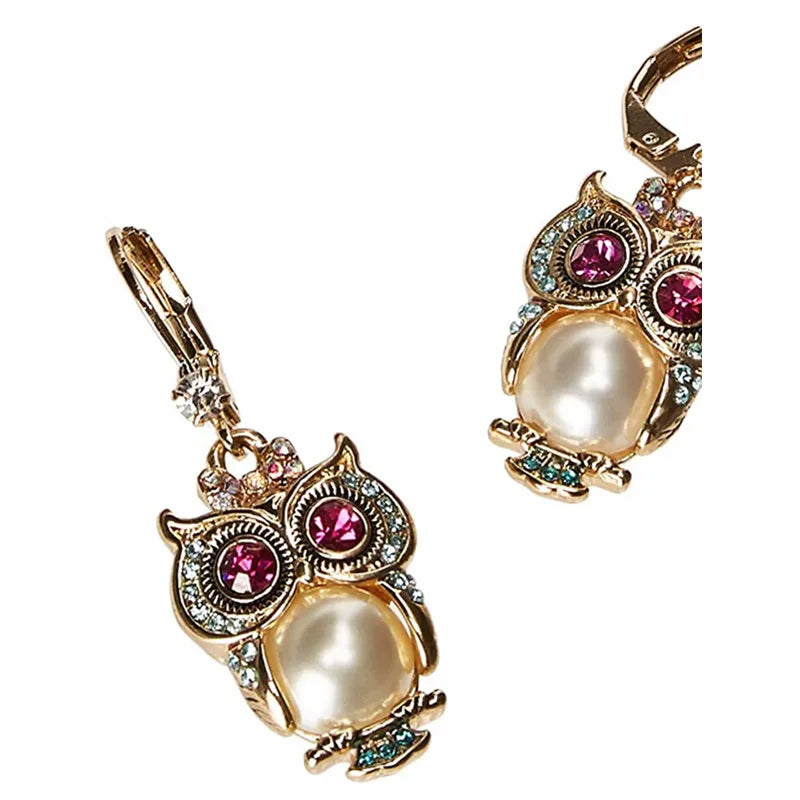 Pearl Critters Owl Drop Earings Jewelry Gift for Women Girl