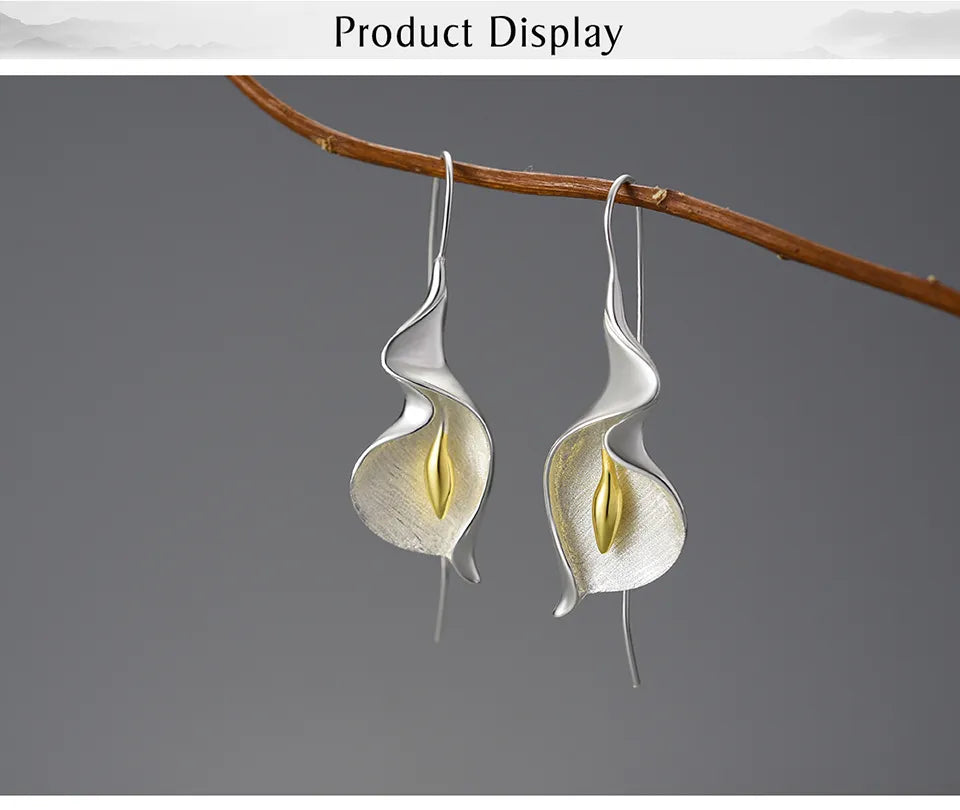 Calla Lily Flower Dangle Earrings for Women