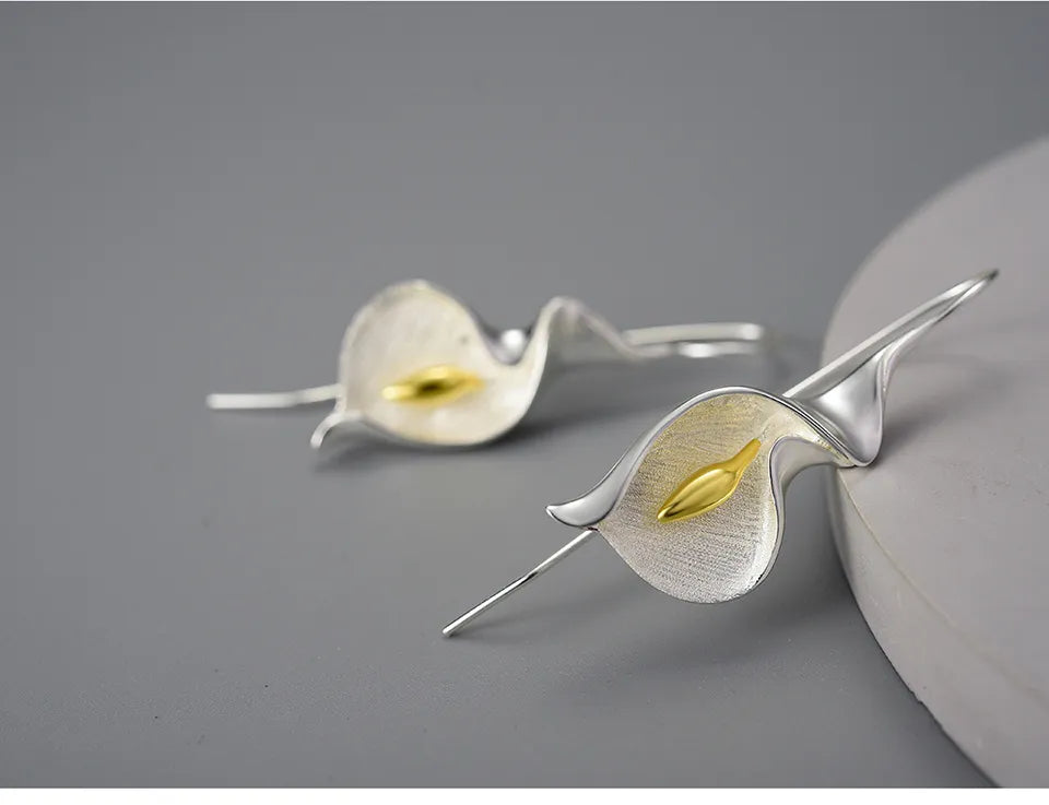 Calla Lily Flower Dangle Earrings for Women